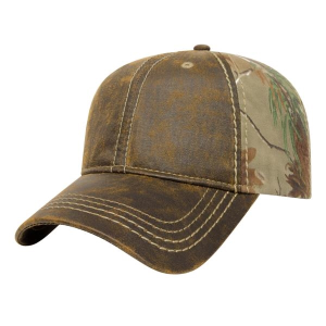 Faux Leathered Poly/Cotton Camo Cap
